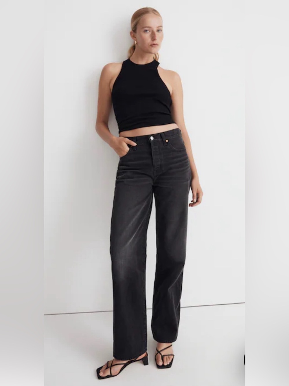 NWT Madewell Black Low-Slung Straight Jeans
